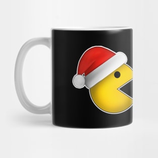 Pac-Man with Santa hat eat mandarin Mug